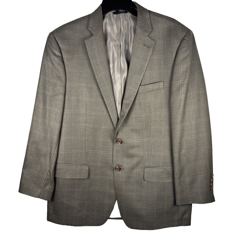 RALPH LAUREN Mens 45L Brown Silk Wool Sport Coat Jacket Windowpane Plaid